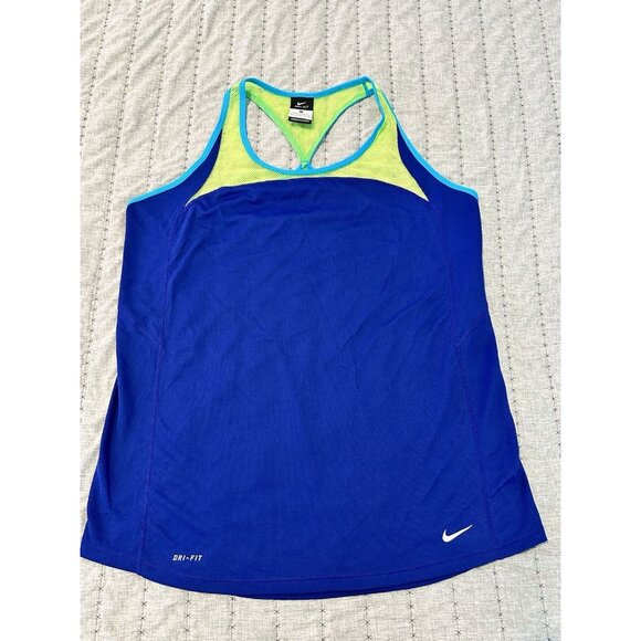 Nike Women's One Classic Dri-Fit Tank Top Size Large Blue Running Workout Gym - Picture 1 of 11